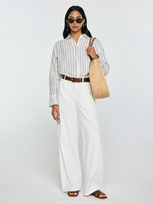 Biele široké dámske nohavice MALUSI 100